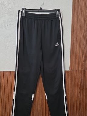 adidas Black Joggers with White Side Stripes
